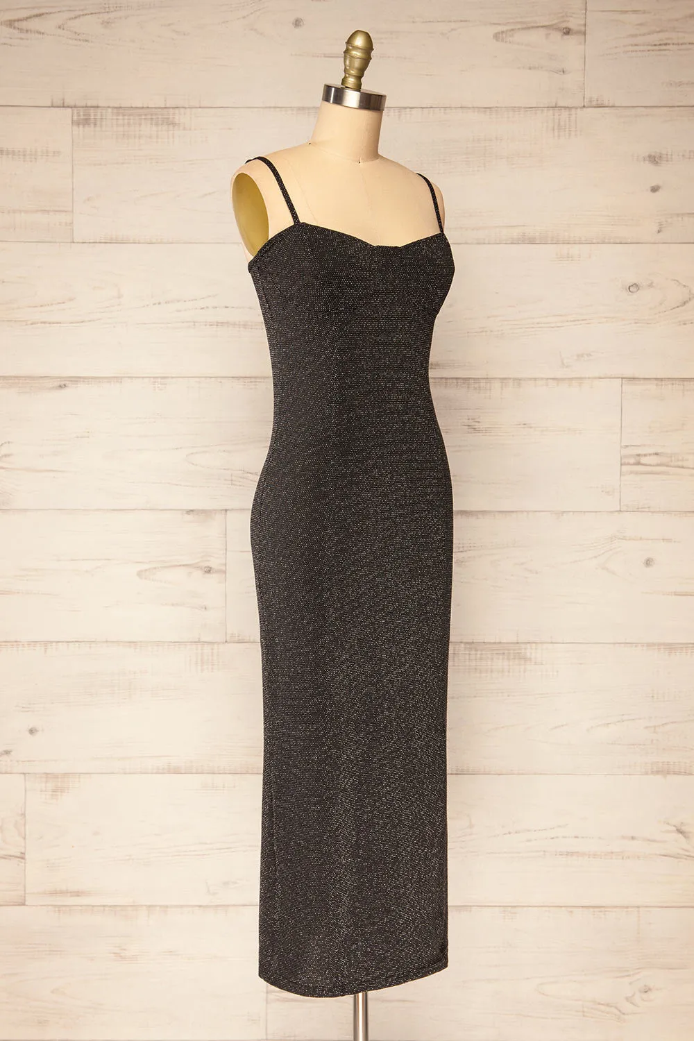 Suai Silver | Fitted Midi Dress w/ Back Slit