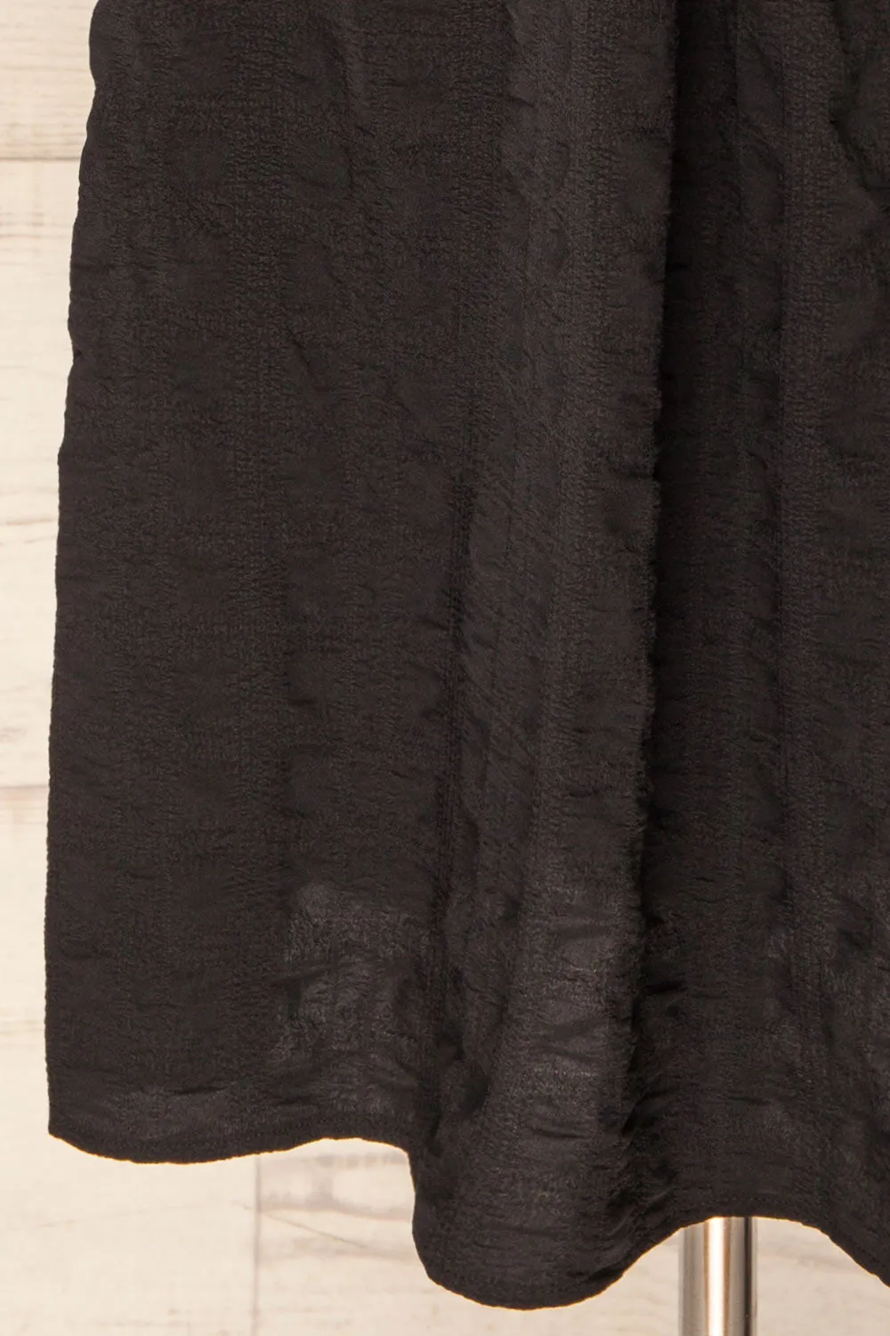 Swindon | Black Chiffon Midi Dress w/ Sleeves