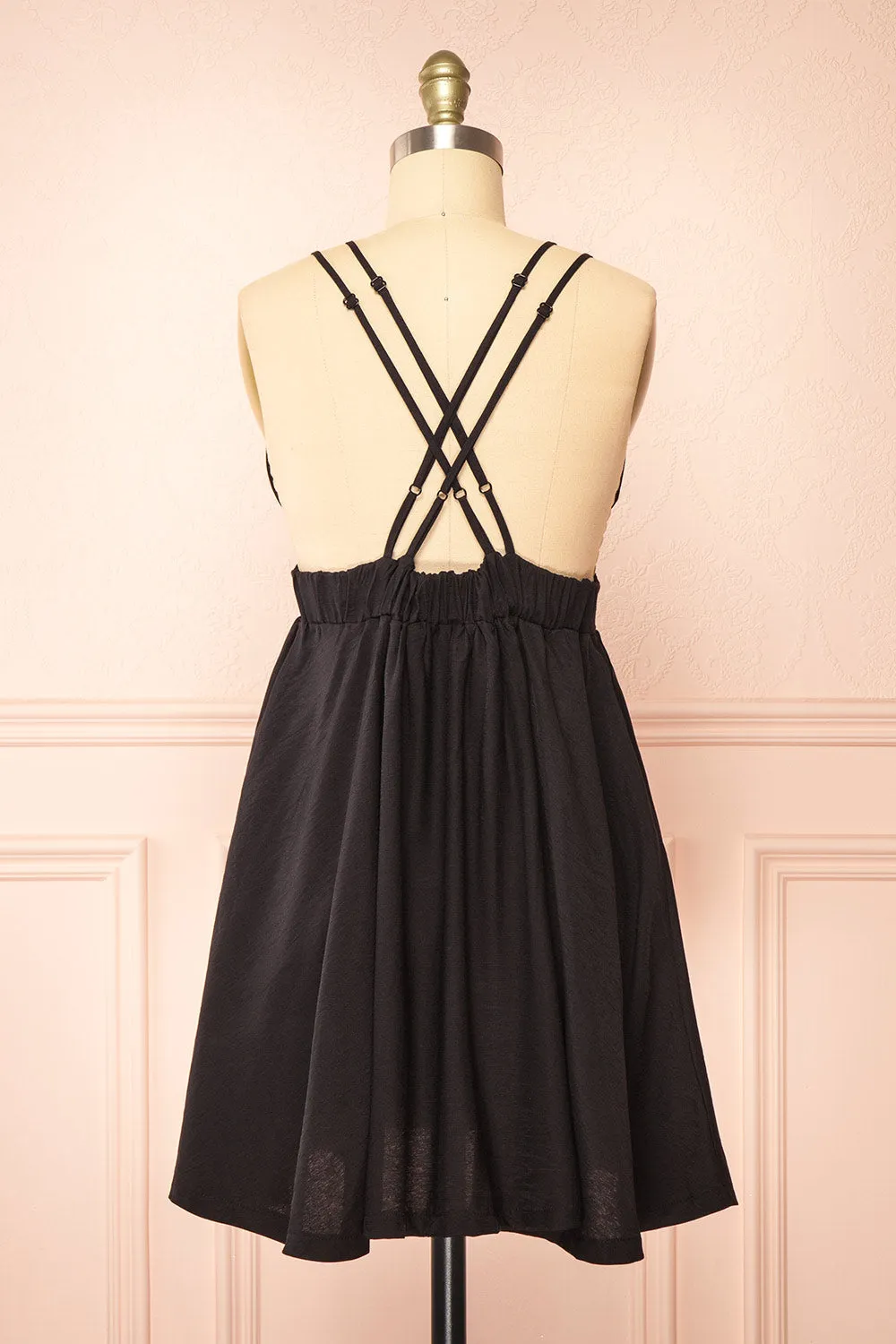 Tillie | Short Black Plunging Neckline Dress