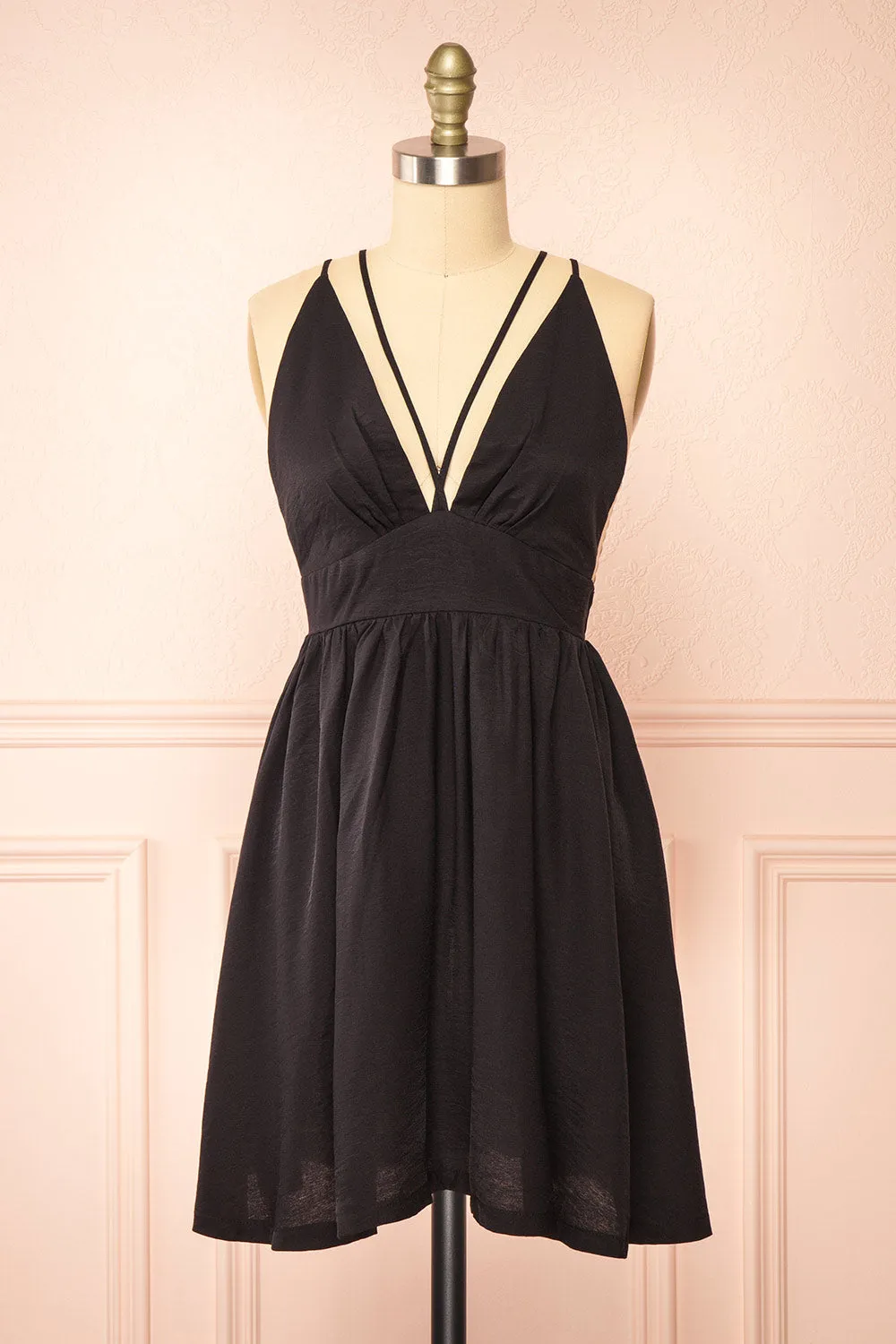 Tillie | Short Black Plunging Neckline Dress