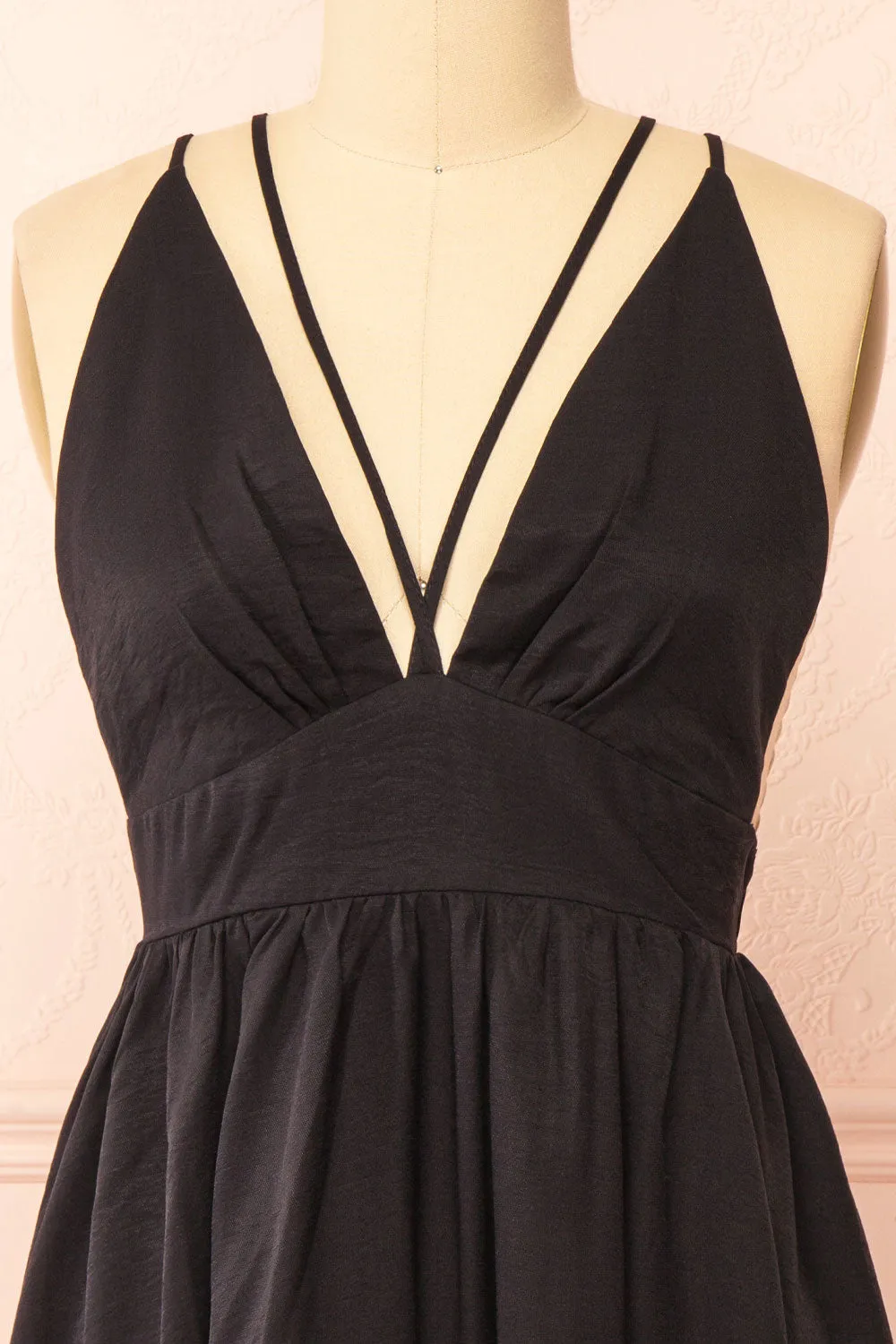Tillie | Short Black Plunging Neckline Dress