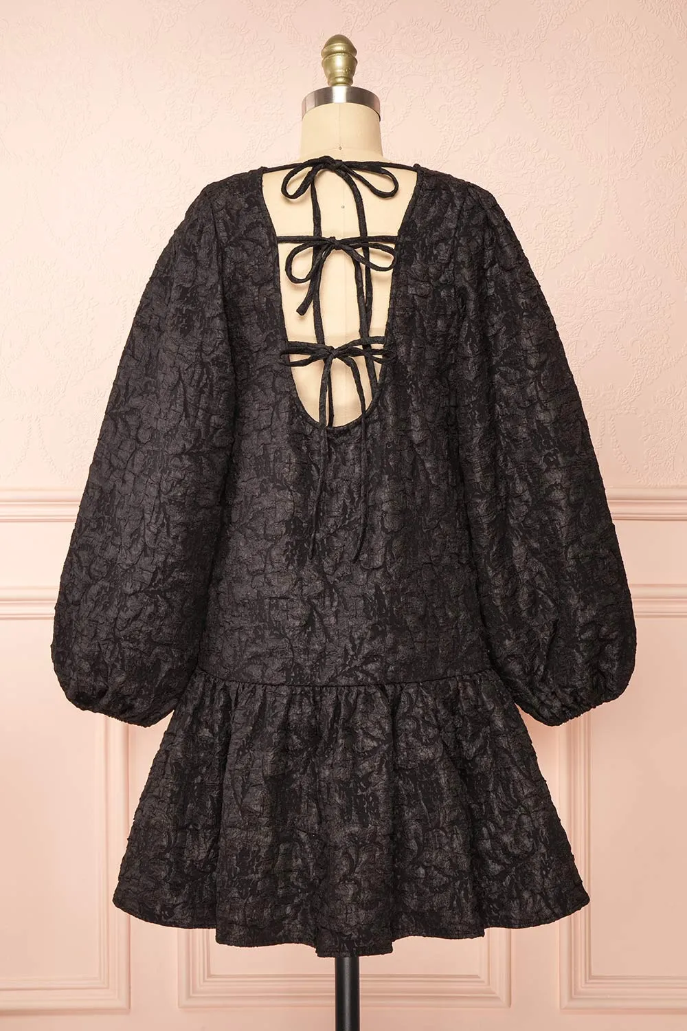 Valoria Black | Short Black Dress w/ Puff Sleeves