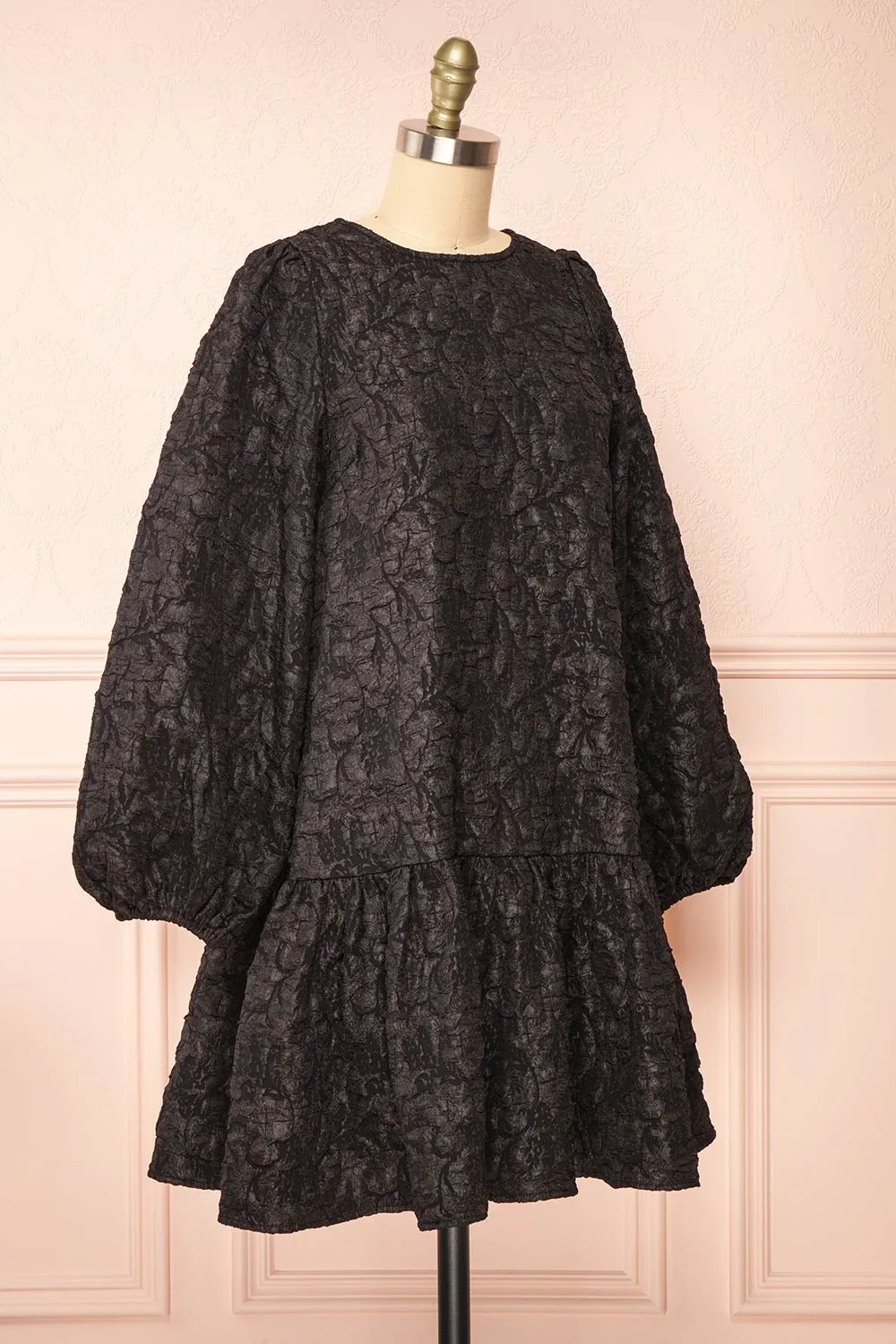 Valoria Black | Short Black Dress w/ Puff Sleeves