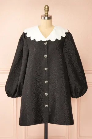 Whimsie | Short Black Textured Dress