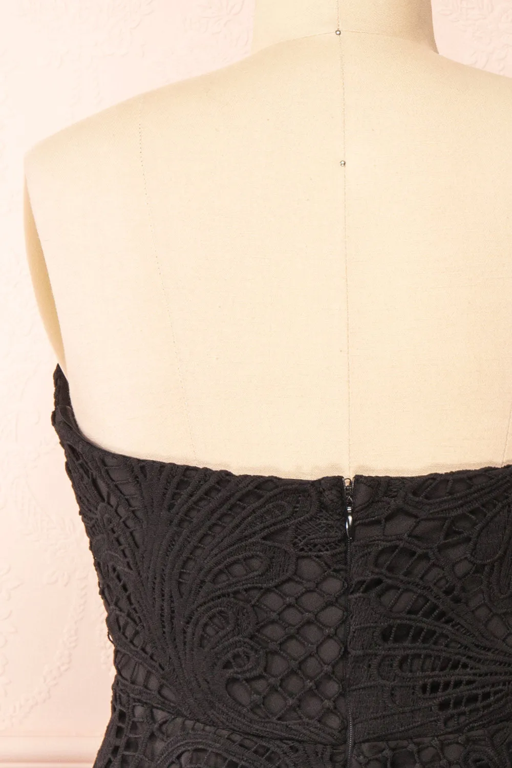 Ylvya | Short Strapless Black Lace Dress