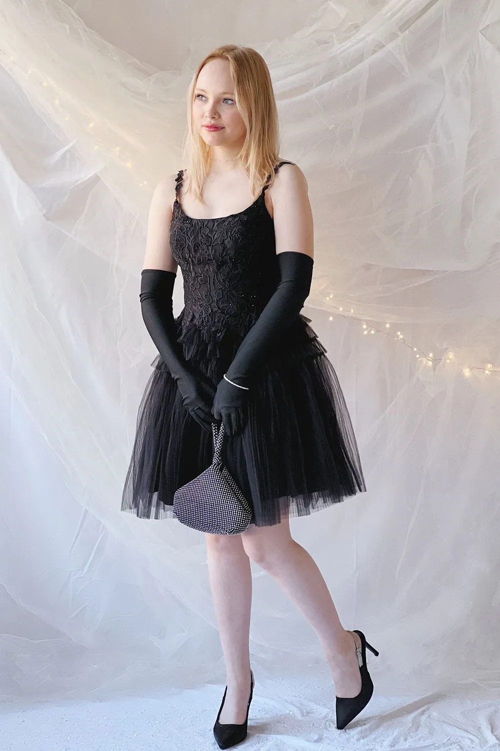 Zarielle | Short Black Tulle Tiered Dress
