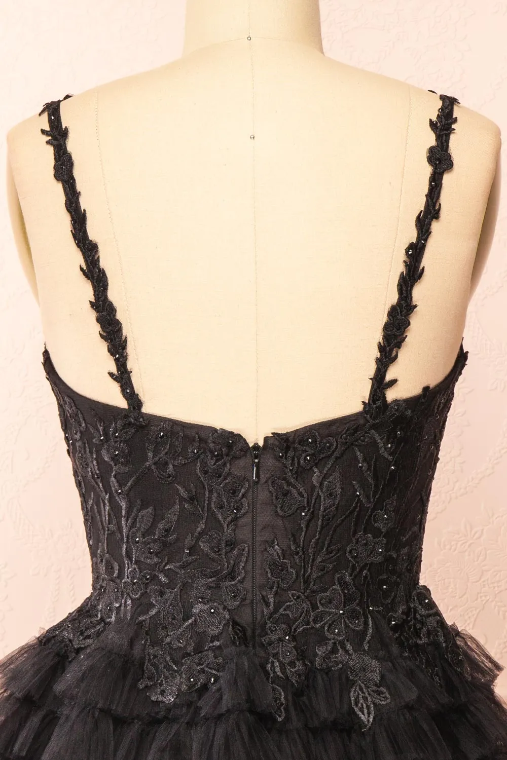 Zarielle | Short Black Tulle Tiered Dress