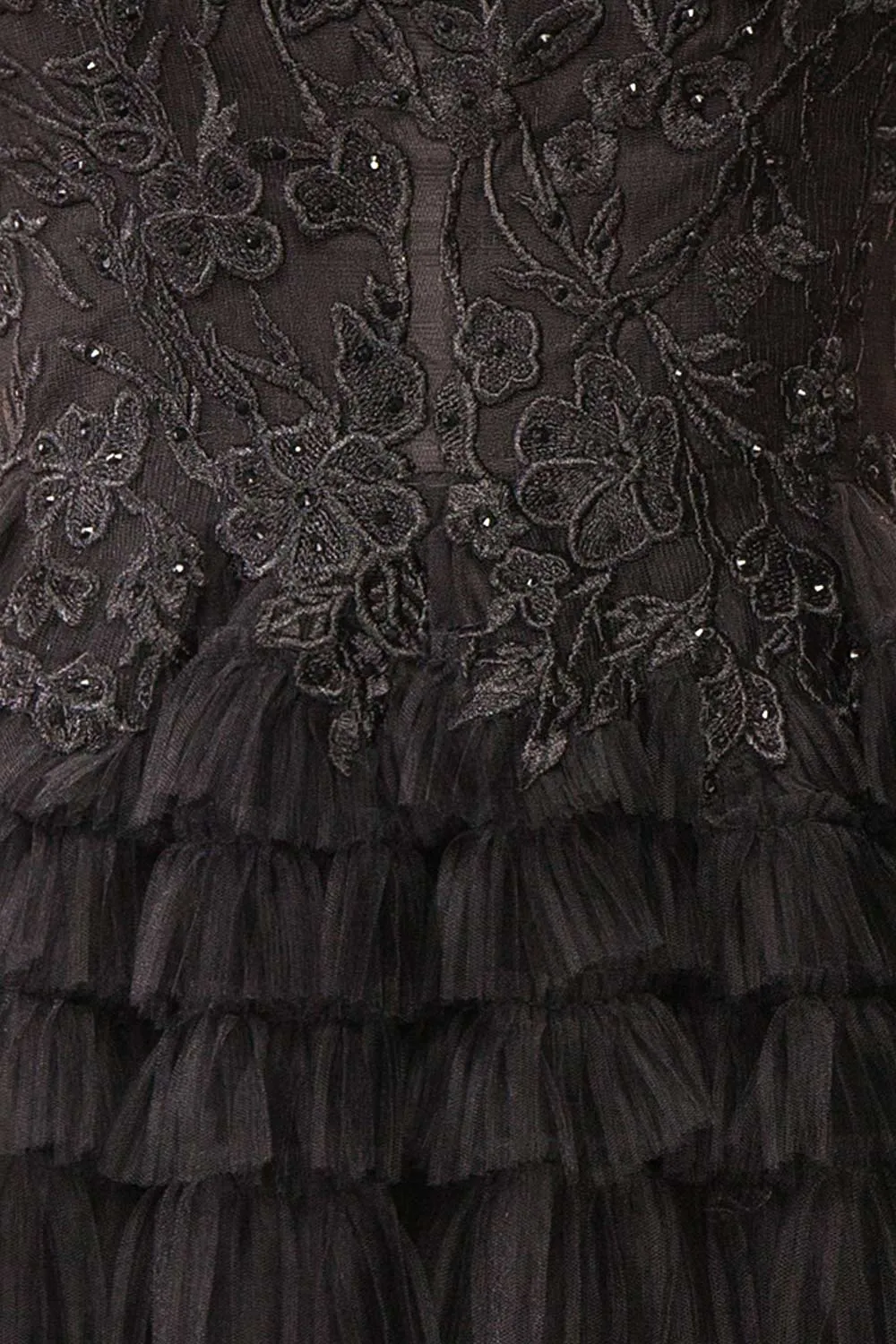 Zarielle | Short Black Tulle Tiered Dress